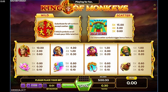 King Of Monkeys Pokie ScreenShot #2
